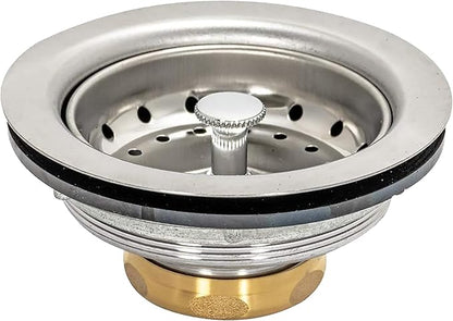 EZ-FLO Kitchen Sink Strainer Fits 3-1/2 Inch Opening, Sink Drain Assembly with Brass Slip-Joint Nut and Fixed-Post Basket, Stainless Steel, 30003