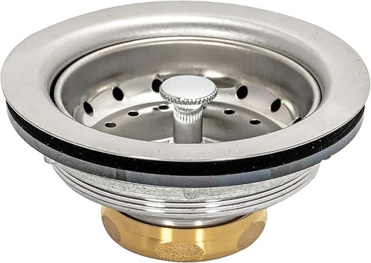 EZ-FLO Kitchen Sink Strainer Fits 3-1/2 Inch Opening, Sink Drain Assembly with Brass Slip-Joint Nut and Fixed-Post Basket, Stainless Steel, 30003