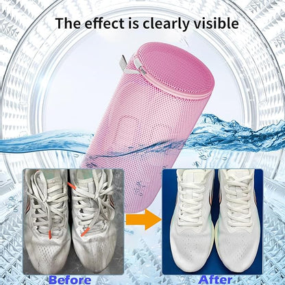 Kimmama Shoe Washing Machine Bag, Shoe Bag for Washing Machine, Mesh Laundry Bags for Sneakers, Footwear, Trainers, Slippers, Pink Sandwish Net, 8x15"