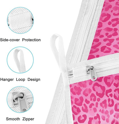 Mesh Laundry Bags Lingerie Bags for Washing Delicates 2 PCS Durable Wash Bag with Zipper Small and Medium Washable Gradient Pink Leopard Print
