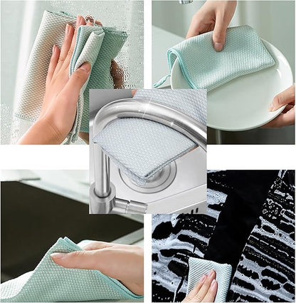 Large Streak Free Glass Cleaning Cloth, Lint Free Nanoscale Microfiber Fish Scale Tower, 15.8" x 19.7" (Mix, 5 Pack)