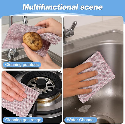 Aidoclip Non-Scratch Steel Wool Dishcloth - 5PC Set, Multi-Use Kitchen Scrubbers, Durable Cleaning Pads for Wet & Dry Use Grey (12pcs)