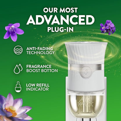 Air Wick Plug In Scented Oil Refill, Infused with Essential Oils, Plug In Air Fresheners for Home, Black Lotus & Violet, 5 ct