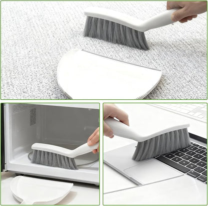 Mini Broom and Dustpan Set,Hand Broom with Dustpan Combo Nesting Snap-On Handheld Dust Pan and Brush Set, Small Broom and Dustpan Set for Kitchen, Desktop, Pet, Floor, Sofa, Grey White