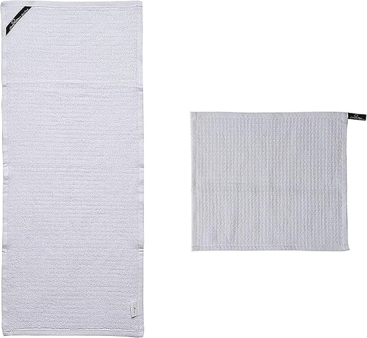 Kitchen Dish Wash Cloths Waffle Terry Design DishCloths12x12 in Pk of 4 & Dish Towels 13x28 in Pk of 4|Cotton Dish Rags for Drying Dishes|Counter Top |Spring Easter Basket Decor|White