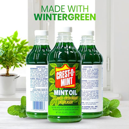 Crest-O-Mint Oil Multipurpose Cleaner & Degreaser, Simple All-Purpose Household Cleaner & Deodorizer, Natural Wintergreen Mint Scent, Made in USA (2, 16 fl oz)