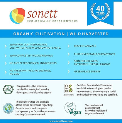 Sonett Organic Dishwashing Liquid, All Purpose Cleaner For Sensitive Skin (17 Fl.Oz (1 Count)) Certified Organically Grown