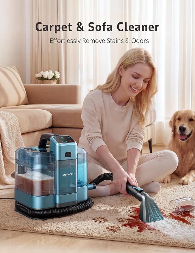 Carpet & Upholstery Cleaner Machine,20KPA Multifunctional Spot Cleaner,Professional Steamer,9 Brushes, 1.7L Water Tank,300 ML Cleaning Solution,for Carpet,Sofa,Pet Stains,Mattress,Furniture,Car