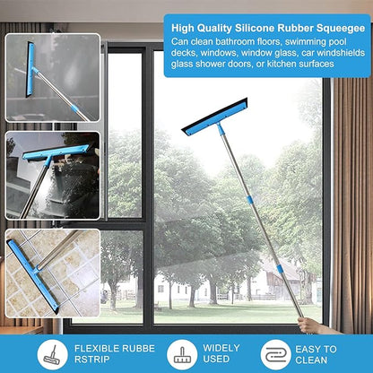 High Reach Duster Kit with14 ft Extension Pole High Ceiling Dusting and Window Cleaning Kit with Spliceable Pole - Cobweb Duster, Fan Blade, Window Washer & Squeegee and Feather Dusters