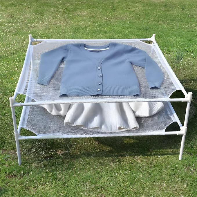 Sweater Drying Rack, 2-Layer Clothes Drying Rack Flat Mesh Stackable Laundry Drying Rack for Sweaters Socks Toys Indoor&Outdoor Use