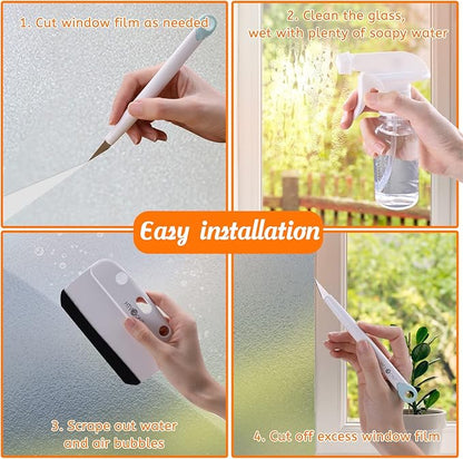 HTVRONT Window Film Kit - 4 Pcs Window Privacy Film Installation Tools, Easy to Apply Glass & Car Windows Tint Kit, Includes Felt Squeegee, Detachable Knife & 1 Extra Blade, 100ML Spray Bottle