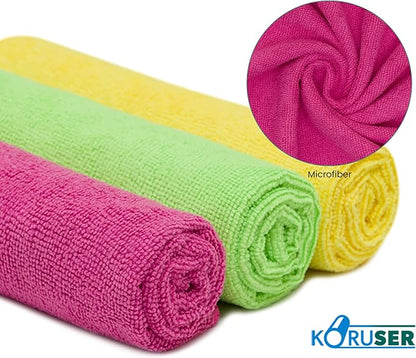 Microfiber Cleaning Cloths - Reusable and Washable - Multi Purpose Indoor/Outdoor Cleaning/Dusting/Polishing on Kitchen/Bathroom/Auto Surfaces (12 Pack/High Grammage)