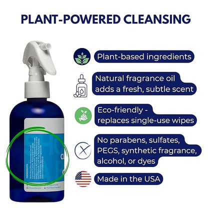 PRISTINE Body Cleansing Spray, No Rinse Waterless Body Wash Spray for Women & Men, Post Workout and Shower Alternative, Dry Shower for Camping, Travel and Elderly Care, Fresh Waters & Citron