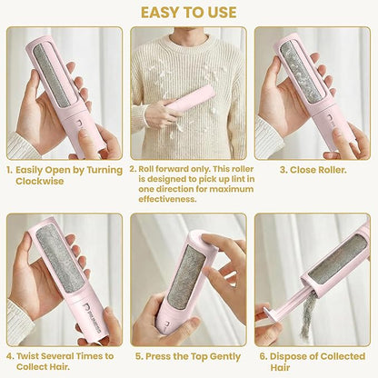 Pet Hair Remover Roller – Reusable Lint Roller for Cat & Dog Hair on Furniture, Couch, Carpet, Car & Bedding – Portable, Eco-Friendly