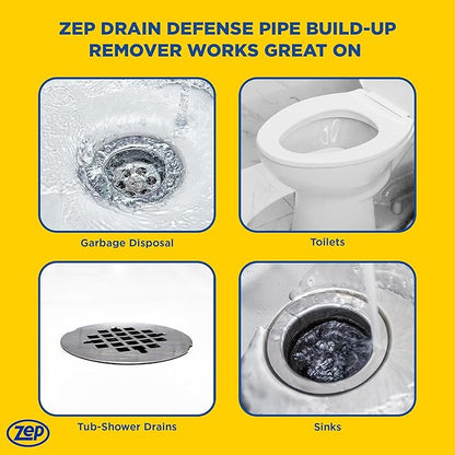 Zep Drain Defense Pipe Build-Up Remover - 64 oz (Case of 4) ZLDC64 - Professional Strength Liquid Pipe Build Up Remover