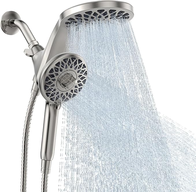 High Pressure Rain Shower Head with Handheld Spray Combo: Detachable Dual Shower Head with 10 Sprays Modes - Upgrade Knob Spray Mode Selector and Magnetic Guidance Docking System