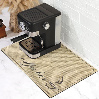 SUEH DESIGN Coffee Mat, Absorbent Dish Drying Mat 23.6 x 15.7 in Quick Dry Coffee Mat Large Drying Mats for Kitchen Counter Coffee Bar, Coffee Bar