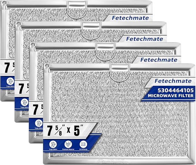 4-Pack 5 x 7-5/8 Microwave Grease Filter 5304464105 WB06X10608 Microwave Grease Filter by Fetechmate Replace 5304517871 5304478913 5304509444