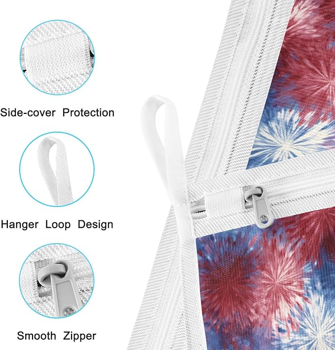 Mesh Laundry Bags Lingerie Bags for Washing Delicates 2 PCS Durable Wash Bag with Zipper Small and Medium Washable Retro Tie Dye Fireworks