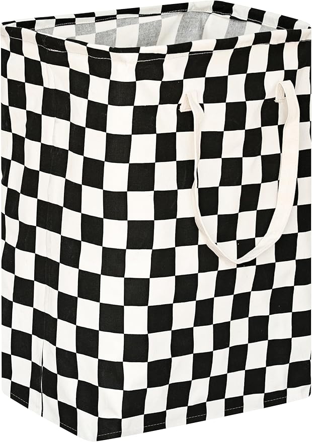 MAIZMZ Checkered Laundry Basket Foldable Kids Hamper Storage Bins Women Waterproof Organizer Toy Box Large Canvas for Home/Dorm/Kitchen/Pet/Office/Closet/Shelf/Living Room Decor Baskets