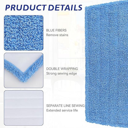 Mop Pads Replacement for Rejuvenate Microfiber Mop, Compatible with Rejuvenate Click N Clean Multi-Surface Spray Mop, Resuable Microfiber Mop Refill Head, Easy to Replace, Machine Washable（3 Pack）