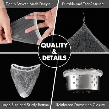 200 Pack Kitchen Sink Strainer Mesh Bag, Anti-Clogging Disposable Sink Drain Covers, Kitchen Essentials Sink Filter Nets, Fits Most Sink Strainers (4.0 x 4.0 Inch)