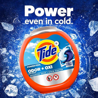 Tide Odor Defense + Oxi Laundry Detergent Pacs, Original Scent, 63 Count, Advanced Odor + Stain Fighter