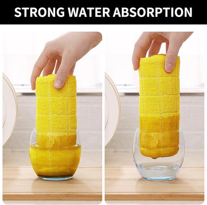 Homaxy 100% Cotton Terry Kitchen Towels(Yellow, 13 x 28 inches), Checkered Designed, Soft and Super Absorbent Dish Towels, 8 Pack