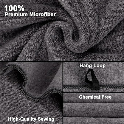 Orighty Bath Towel Pack of 4 - Soft Feel Grey Bath Towel Sets, Highly Absorbent Microfiber Towels for Body, Quick Drying, Microfiber Towels for Sport, Yoga, SPA, Fitness, (27’’ x 54’’)