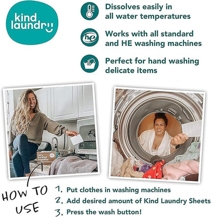 KIND LAUNDRY Wool Dryer Balls (3-Pack) & Detergent Sheets - Eco-Friendlier, Organic and Reusable Fabric Softener