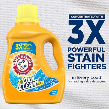 Arm & Hammer Plus OxiClean Fresh Scent, 77 Loads Liquid Laundry Detergent, 100.5 Fl oz (Pack of 2)