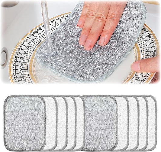 2025 New Multipurpose Wire Dishwashing Rags for Wet and Dry, Reusable Metal Scrubbing Pads Sponge Cloths, Non-Scratch Wire Dishcloth for Cleaning Kitchen Dishes, Sinks (10 Pcs)