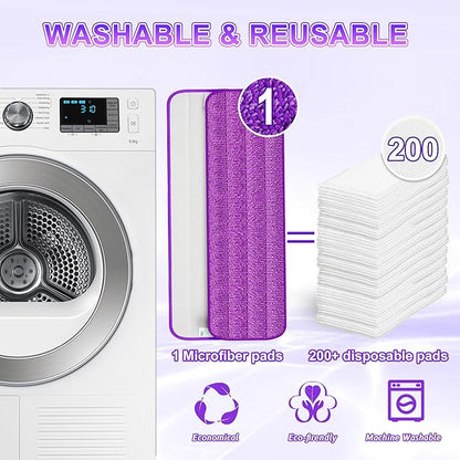 6 Pack Reusable Mop Pads for Swiffer PowerMop, Power Mop Pads 15'' Microfiber Refills for Hardwood Floor Cleaning, Machine Washable Dry Wet Use for All Floor Types