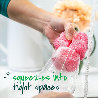 Scotch-Brite Flex Scrub, Pink, Non-Scratch Dish Sponge with Flexible Shape, Non- Scratch,1 Kitchen Sponge