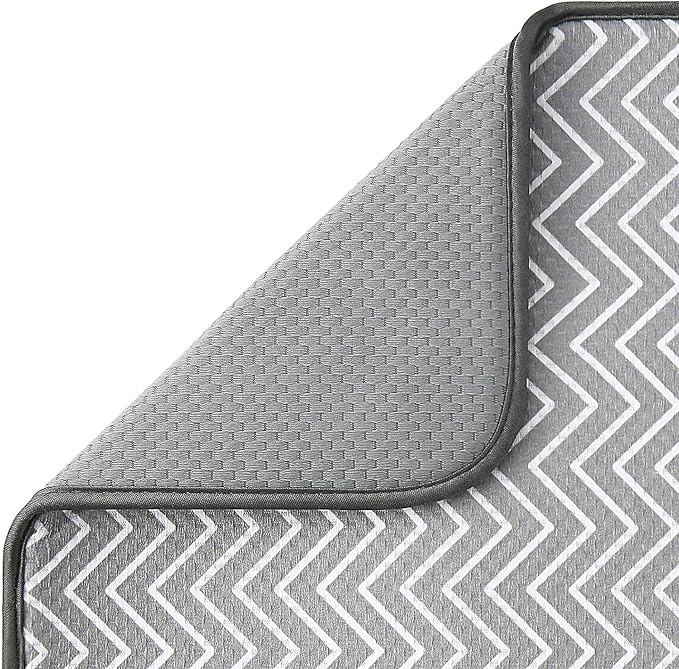 SUBEKYU Dish Drying Mat for Kitchen Counter, Microfiber Absorbent Dishes Drainer/Rack Pads under Sink, 19.6 by 16.1 inches, Set of 2, Grey, Ripple