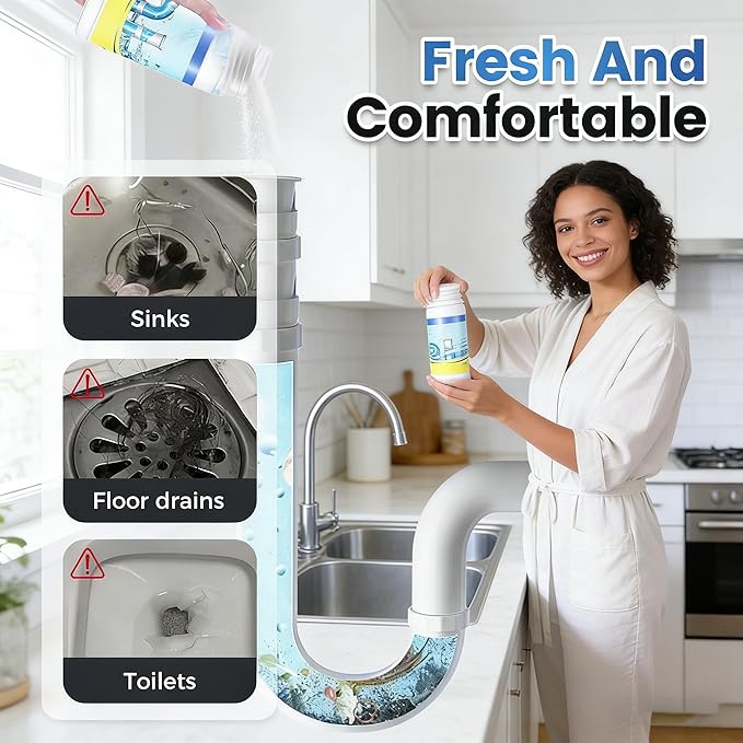 2026 Powerful Multi-functional Sink & Drain Cleaner Powder Quick Foaming Heavy Duty Clog Remover for Kitchen Bathroom, Heavy-Duty Clog Remover (Large-1PCS)