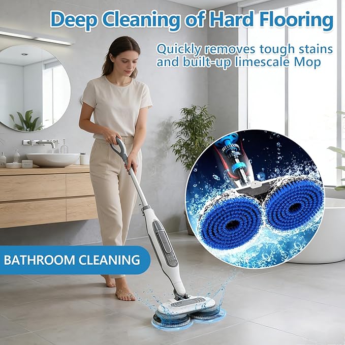 4 Pack S7001 Upgraded Steam Mop Replacement Brush Pads, Compatible with Shark S8201/S8001/S7201/S7000 Series Steam and Scrub Mop, Nylon Bristle for Polishing Hard Floors (2 Blue, 2 Gray)