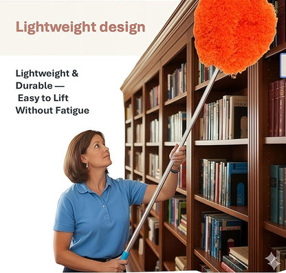 Fan Cleaner Duster (2-Pack) – Extendable Ceiling Fan Cleaner with Orange Microfiber Flexible Head, Long Handle Duster for Ceilings, Walls & Corners, No Ladder Needed