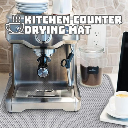 2Pcs XXL Dish Drying Mat,Absorbent Microfiber Dish Drainer Mats,Kitchen Counter Pads for Coffee Countertops,Sinks,Draining Racks(24×17",Gray)