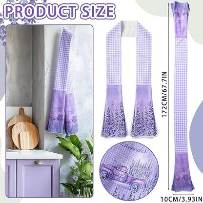 4 Pack Lavender Kitchen Scarf Boa Dish Towel Decor 4 x 68 Inch for Holiday Cooking Baking Accessories Plaid Cotton