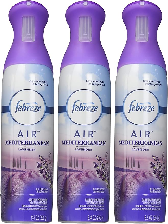 Febreze Air - Air Freshener Spray - Mediterranean Lavender - Net Wt. 8.8 OZ (250 g) Per Bottle - Pack of 3 Bottles