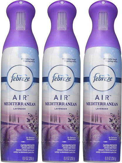 Febreze Air - Air Freshener Spray - Mediterranean Lavender - Net Wt. 8.8 OZ (250 g) Per Bottle - Pack of 3 Bottles