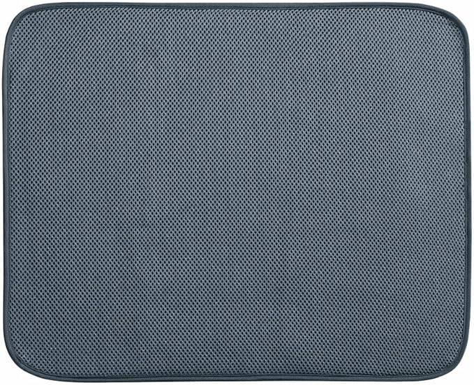 InterDesign iDry Large Kitchen Countertop Absorbent Dish Drying Mat, Pewter Gray