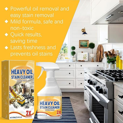 2 Packs Kitchen Oil Cleaner, Heavy-Duty Degreaser and Cleaner, 2025 Multipurpose Grease Remover, Durable Stain Cleaning Agent for Kitchen Surfaces, Portable Degreasing Spray