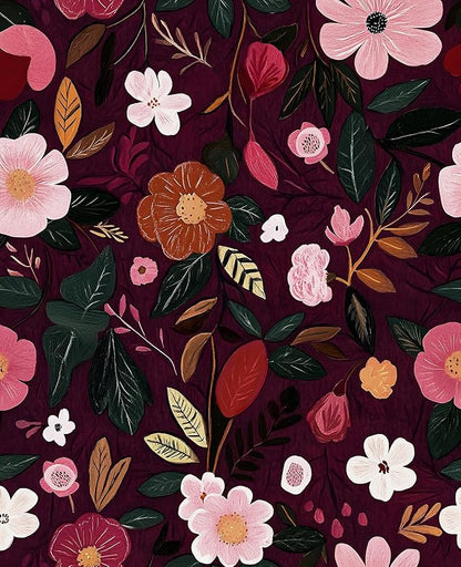 Fvlow Red Pink Floral Wallpaper Peel and Stick 17.4" X 118" Dark Red Gothic Witchy Contact Paper Flower Removable Covering for Bedroom Cabinet Bathroom Vintage Retro Goth Home Decor