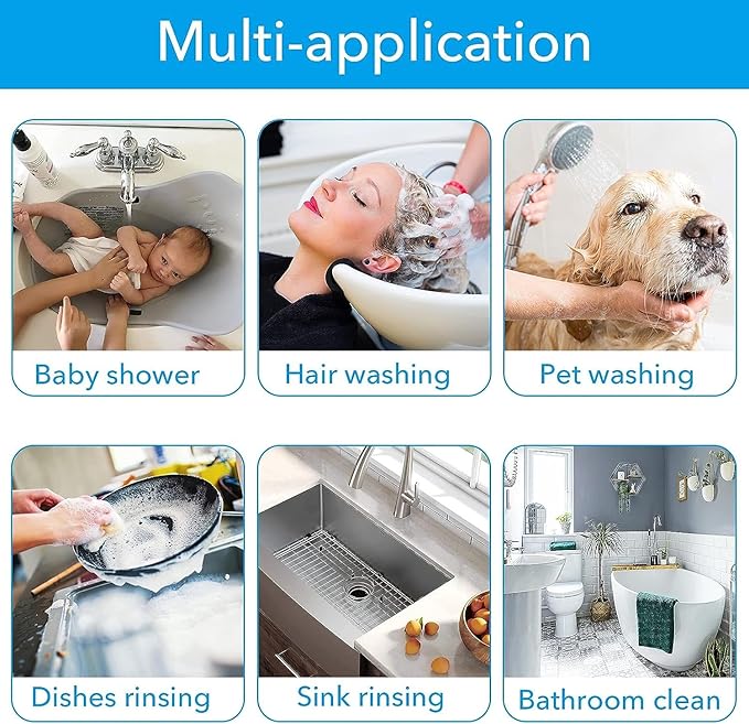 Sink Faucet Sprayer Attachment Set, Kitchen Bathroom Pet Bathing Shower Head with 9.8ft Hose and G1/2 / M22 / M24 / M26 / M28 Faucet Adapters, Hair Washing, Dog Shower