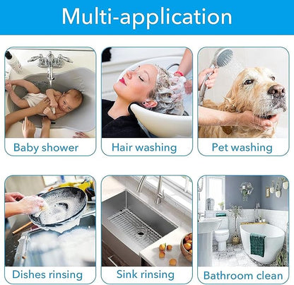 Sink Faucet Sprayer Attachment Set, Kitchen Bathroom Pet Bathing Shower Head with 9.8ft Hose and G1/2 / M22 / M24 / M26 / M28 Faucet Adapters, Hair Washing, Dog Shower