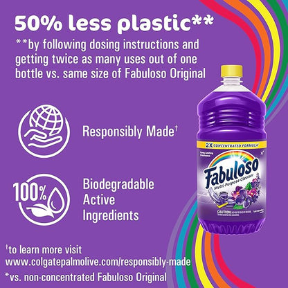 Fabuloso Multi-Purpose Cleaner & Floor Cleaner, 2X Concentrated, Lavender Scent, 56 fluid ounces