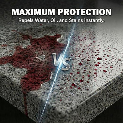 Meuvcol Granite Sealer & Protector Spray - 35 Oz Marble Sealer for Quartz, Quartzite, Stone, Granite Countertops - Prevents Water Spots & Oil Stains - Non-Toxic Stone Care for Kitchen, Bath & Shower