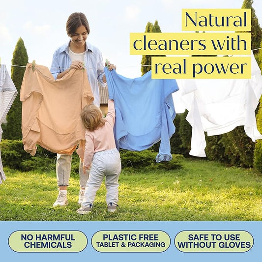 Fab Tab - Household Cleaning Tablets - 100% Plastic Free, 12 Tablets. Power Clean Toilet, Dishes, Laundry & Floors (3 tablets) Enzyme Powered, No Harmful Chemicals, Tough on Dirt, Safe for Kids & Pets
